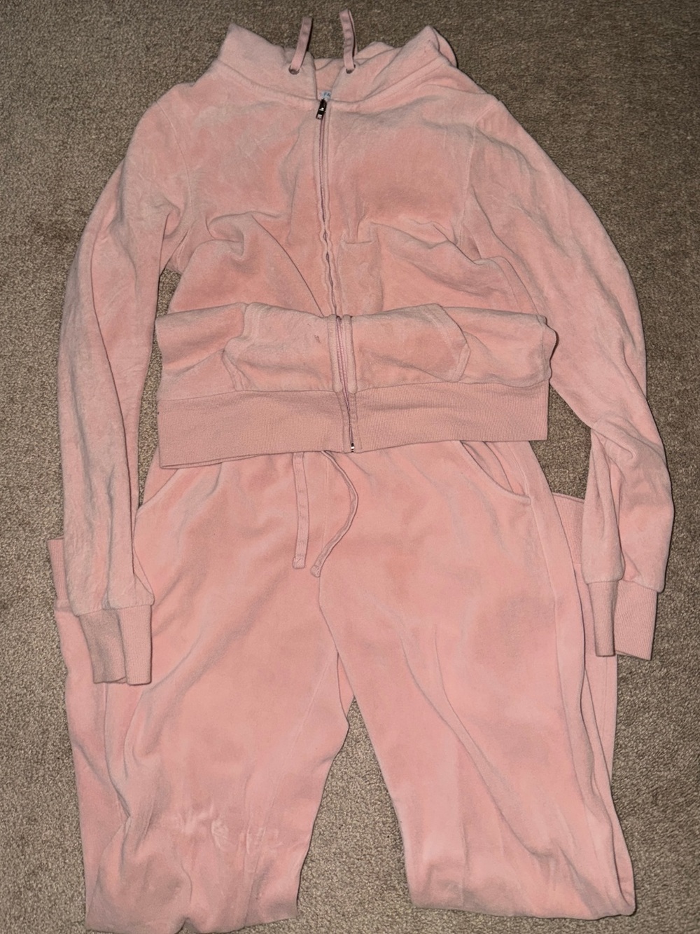 Fashion Nova Pink Velour Zip Hoodie & Jogger Set